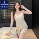 Pic de poitrine d'été pyjamas pour femmes 2025 Nouvelle glace de soie cool shorts à suspension chinois costume de style chinois vêtements b682-1 pâte de haricot amour avec poitrine m