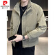 Pierre Cardin Jacket Men's 2025 Autumn New Jacket Men's Handsome Stand Collar Spring and Autumn Versatile Casual Youth Tops Green XL 125-140Jin Jin equals 0.5 kg
