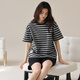 The same style as Pang Donglai DL 2025 pajamas for women in summer short-sleeved shorts for black stripes can be worn on the outside for simple home YZT9859_Set 2XL_Suggested 135-150Jin[Jin equals 0.5 kg]