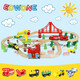 Modèle d'assemblage pour enfants en bois Electric Magnetic Remote Contrôle Train en bois Track Track Train Train Train 100 pièces Grane électrique colline + boîte de rangement Standard officiel
