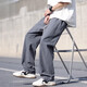 Lomon Men's Summer mince pantalon décontracté droit adolescent pantalon tendance CJ6636 KAKI + CJ6636 Gray M