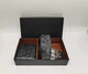 Goyn Herren gedruckter kurzer Brieftasche Brieftasche Brieftasche Pin Schnalle Herrengürtel mit Vollverpackung High-End-dreiteils Set Relief Schwarz