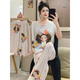 
Modal 2025 new pajamas for women in summer with chest pads short sleeves cute cartoon for outdoor wear three-piece set RM3519 bow girl fixed breast pad M