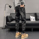 AEXMERE Men's Ripped Jeans Summer Brand Trendy Brand Slim Feet 2025 Nouveau été 6636 noir + 6633 noir 36