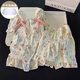 
Xiangyaxin pastoral style pajamas for women in summer cloud cotton with chest pad sweet short sleeves 2025 new princess style home clothing set 9902-2 Monet pink flower M