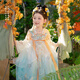 Süße Hanfu -Mädchen Kleid Herbst Neuer Stil 2025 Chinesischer Stil Altes Kostüm Super Märchen Rock Blau regulär 110