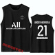 AJZS2021-22 Paris Saint-Germain Neymar Messi Fútbol Camisa de fútbol Ice Seda Vest Summer Summer Singleveless Camiseta Negra 0 S