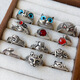 Lan zhitai joyas de plata no caza personalidad nicho de gato animal luz de lujo de lujo anillo de dedo 925 anillo 1047 gato (abierto No. 8, abierto con abertura ajustable