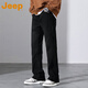 Jeep [Light Luxury Series] Jeep High Street Micro Flare Jeans Men's Men's Loose Straight-Shice American Pants 9901 Black Style régulier M _ [115-130Jin [Jin est égal à 0,5 kg]]]