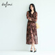 Evely Slim Slanted Seidenstil V-Ausschnitt Rüde vordere Schlitz Design Vielseitiges Kleid 2025 Herbst im Herbststil Herbstfarbstoff vorverkauf [9. September] Release M 100-110jin [Jin entspricht 0,5 kg]