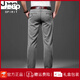 
JEEP SPIRIT casual pants for men's summer new loose straight men's pants, Lacele ice silk middle-aged men's trousers, gray-7022-Tiansi 42 size [waist circumference 3.2 feet]