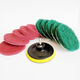 LISM 4-inch flocked electric scouring pad self-adhesive round polishing piece electric drill cleaning tile polishing rust removal polishing tool green 180 mesh thick 10 pieces + suction cup + hexagonal rod 4 inches diameter 100 mm
