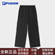 斐乐（FILA）FUSI潮牌梭织长裤女2025夏季新款时尚休闲宽松工装裤 正黑色-BK S 160/62A