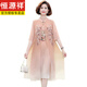Hengyuanxiang fette Mutter Sommer Cheongsam Kleid Sommerchiffon Rock großer Größe 2025 Frauen im mittleren Alter Sommertemperament 6628 Schwarz 2xl empfohlen 115-125jin [Jin gleich 0,5 kg]