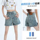 【小个子】新款2025年夏季女装高腰复古牛仔短裤外穿A字裙摆 浅蓝色 QGQ7019 L 【110-120斤】