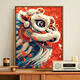 三栖虎中国风醒狮数字油画diy填充填色龙新年手工绘油彩画装饰挂画 SJ13915 40*50cm绷好加厚内框