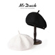 Mr DUCK new product classic white octagonal small fragrant beret female British black pumpkin hat trendy coat hat MW226756-classic white (beret) S (52-54cm)