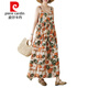 皮尔卡丹（pierre cardin）针织2025潮流夏季波西米亚小碎花拼接吊带连衣裙女宽松显瘦大摆蛋 1105 均码 大
