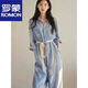 罗蒙（ROMON）简约通勤2025年夏季新款宽松显瘦撞色百搭系带卷边袖衬衫连体裤女 蓝色连体裤 S 80-95斤