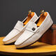 Xiaohuilijia Doudou shoes men's summer and autumn new men's shoes Korean versatile men's casual leather shoes one-legged driving lazy shoes 825 white latex insole model 43 (wide feet, fat feet, one size larger)