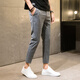 Jessons Casual Hosen Herren Sommer Dünne Eis Seidengeschnittene Hosen Schlanker kleiner Fuß kariertes Hosen Koreanischer Stil trendiger Herrenanzug Hosen K690 Schwarz (Crop Hosen) 32