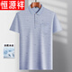 Hengyuanxiang daddy wear lapel ice silk short-sleeved T-shirt for middle-aged men's casual T-shirt for middle-aged and elderly thin Polo Paul shirt summer ice silk-9855 gray real pocket M 48/165