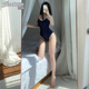 
Universal hidden button open-end dead-end water Japanese tight jumpsuit women's suit wet body swim cloth playing sexy backless sexy pajamas blue single piece jumpsuit