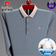 Pierre cardin high-end middle-aged men's long-sleeved T-shirt in spring and autumn pure cotton lapel real pocket dad loose polo shirt trend W733 red XL 175 (recommended 135-150Jin [Jin equals 0.5 kg])