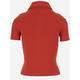 Tory Burch Women's Slim Ruffle Metal Button Knitted Sweater Light and Versatile Laminated Pullover Sweater Red One Size XS