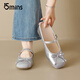 15 minutos Baotou zapatillas para mujeres en verano New Bow plano Sole Ballet Mary Jane Semi-Travel D1429AQ5 Silver 35