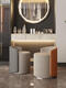 Tian Miaomiao Nordic makeup stool Internet celebrity dressing chair light luxury dressing table stool bedroom makeup chair living room round low stool manicure stool white cream style sherpa white