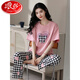 Langsha 2025 new pajamas for women, summer pure cotton short-sleeved trousers, spring and autumn summer style women's home clothes thin two-piece set ZH-9720 L, single size