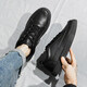 Huilijun Zapatos planos versátiles de verano para trabajar y trabajar con Lace-Up All Black Men's Flat Casual Shoes A825 Black Single Layer 35