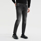 Lilang four-sided elastic jeans men's low waist narrow feet nine-point pants autumn 2025 new elastic men's pants black (24QNZ13701) 33 (175/84A)