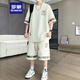 
ROMON men's suit 2025 summer new Chinese style loose short-sleeved T-shirt shorts new national trend quick-dry men's clothing 6195 green 3XL 170-190Jin [Jin equals 0.5 kg]