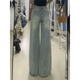 Idiom reduziert die amerikanischen Retro-Jeans mit breitem Bein für Frauen 2025 Frühling und Herbst neue losen, schmale, lässige lockere Hosen Blaues kleines Modell M Empfohlen 90-100jin [Jin entspricht 0,5 kg]