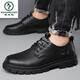 
Woodpecker men's shoes new summer and autumn breathable British style work shoes men's real soft leather thick sole non-slip driving wedding casual leather shoes [9908-casual leather shoes]-Black 44