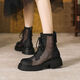 Woodpecker Hollow Martin Boots Spring and Autumn Thin Mesh Boots New Thick Heel Thick Sole Mesh Sandal Boots Summer Breathable Short Boots Black 39