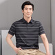 Hongdu Summer New Men's Short-Sleeve T-Shirt Business Casual Lapel Book Style Striped Slightly Bounced Middle-aged Half-Sleeve T-Shirt Coffee Ta9226-2 One Size 180/96A