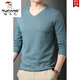 Woodpecker (TUCANO) spring and autumn V-neck men's pure cotton long-sleeved T-shirt sweetheart collar solid color versatile autumn men's tops bottoming shirt R9863 coffee color long-sleeved L 170120-130Jin Jin equals 0.5 kg
