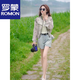 ROMON printed short fashionable sun protection clothing baseball uniform for women 2025 summer loose thin small breathable and fashionable sun protection clothing green M (100-115Jin[Jin equals 0.5 kg])