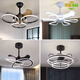 XMSJ CHAMBRE Light 2025 Pop Light Style de luxe avec ventilateur Light Light Master Dining Dining Plafond ventilateur léger Hangle de maison 1W 9227 blanc 60cm-voix (pas de réseautage requis) +