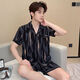 
Men's pajamas short-sleeved simulated ice silk summer teenager male students can wear home clothes suits outside SX-677 men's meteor style L [90-110Jin [Jin equals 0.5 kg]]