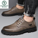 
Woodpecker men's shoes new summer and autumn breathable British style work shoes men's real soft leather thick sole non-slip driving wedding casual leather shoes [9908-casual leather shoes]-Black 44