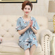 
Victoria's style middle-aged mother pajamas for women in summer pure cotton short-sleeved home clothes middle-aged and elderly thin cropped pants two-piece set Y3937 2XL