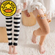 G.duck Children's Socks Extra Long Knee Pads Coral Fleece Leggings Plus Velvet Thickened Warm Ankle Socks for Middle and Large Children Sleeping Black Panda (Extended Warm Knee Pads) 1 pair One size fits all Recommended for ages 5-17 years old High elasticity