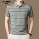 Lilang Light Luxury Mulberry Silkworm. Silk Short-sleeved T-shirt for Men's Summer Business Stripe Middle-aged Casual Lapel Half-sleeved Polo Shirt Blue /723 M 48 Suggested 95-115Jin [Jin equals 0.5 kg]