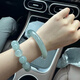 KZD ice waxy jade jade bracelet white moonlight jade bracelet floating green girl style jade treated jade 58-59mm same style as Lao Fengxiang