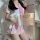 
Sexy underwear 2024 new sexy bed robe campus jk uniform large size pajama set blue yarn suit + 9756 gray + black striped socks S (recommended 85-100 Jin [Jin equals 0.5 kg])