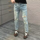 Chenni American Rispped Jeans Men's New Fashion Brand Fashion Light Luxury Stretch Slim pantalones delgados 9866 28